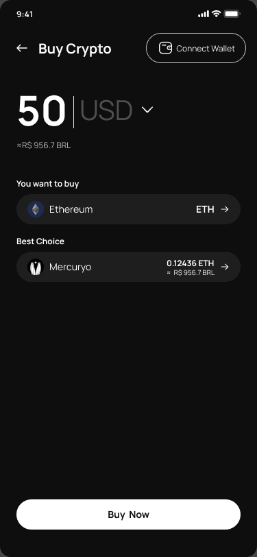 Klever Wallet Buy Crypto amount selection