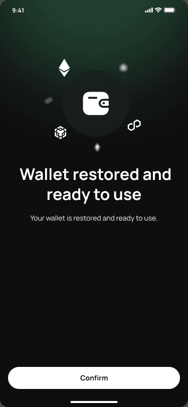 Klever Wallet restore wallet screen