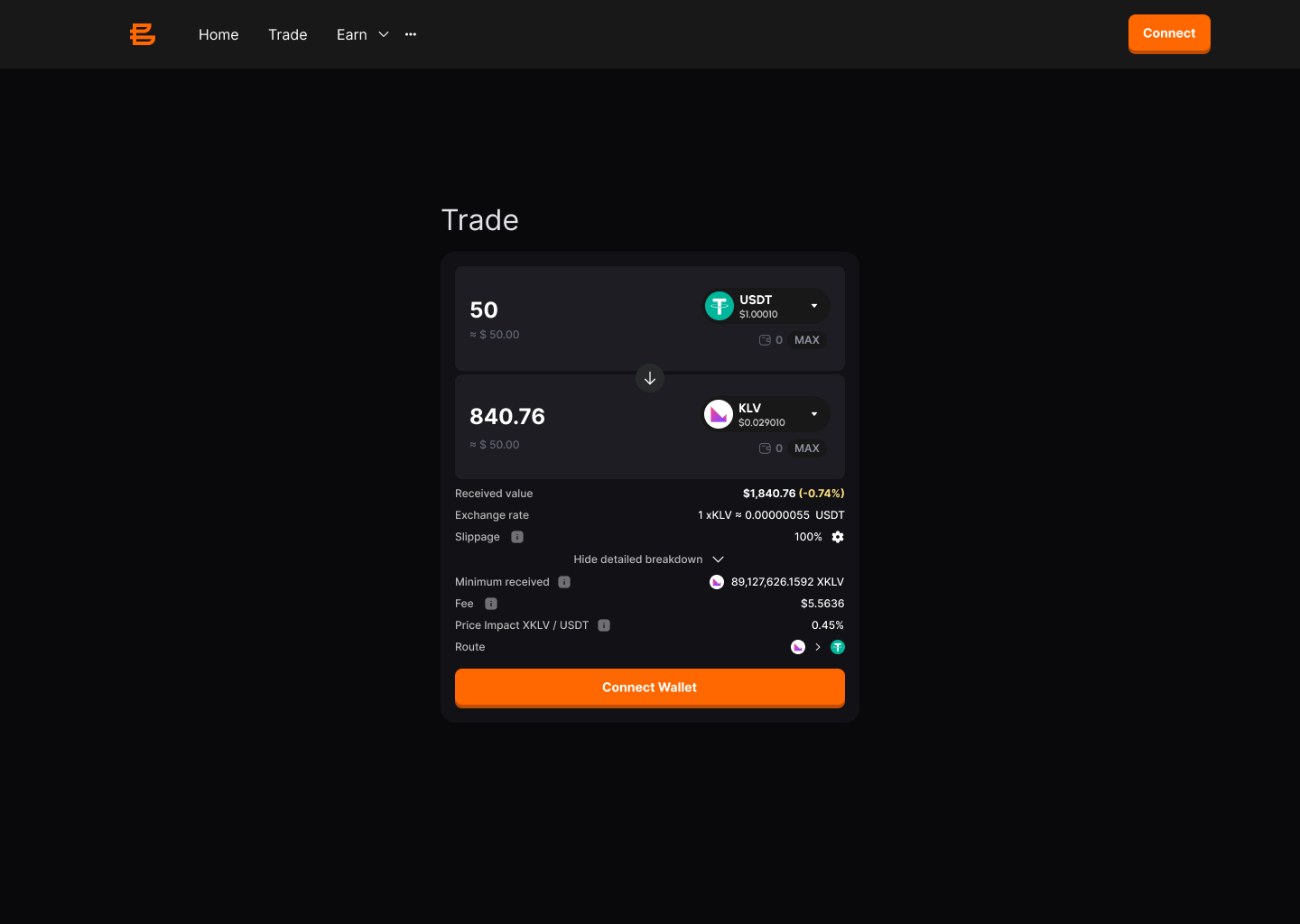 Bitcoin.me product exploration showing a DeFi token swap interface