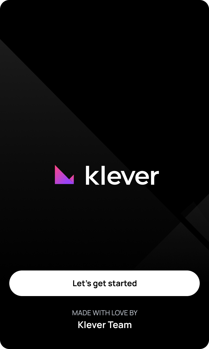 Klever Extension welcome screen with the action to begin access