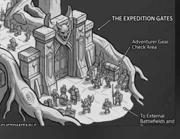 Early Expedition Gates and adventurer preparation area exploration