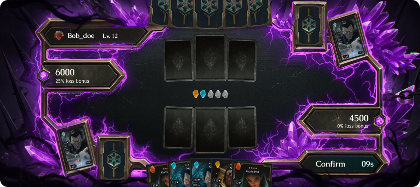 Dobro Goranku combat interface in a dark elemental arena